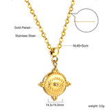 2024 New Year Steel Bead with Round Cake Eye Pattern Pendant Necklace with Diamonds 45+5cm