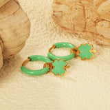 2*10mm circle with green drip + 7.8*13mm lucky straw with green drip fittings earrings gold color