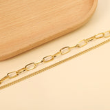 Matching Chain Double Chain Bracelet 18+18+5cm Gold Color