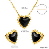 17.9*17.7mm Loose Beads Edged Heart with Black Cat's Eye Stones Set