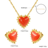 17.9*17.7mm Loose Beads Edged Heart with Red Cat's Eye Stones Set