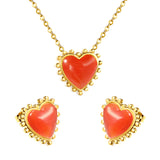 17.9*17.7mm Loose Beads Edged Heart with Red Cat's Eye Stones Set