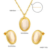 15.2*19.2mm Lace Oval with White Cat's Eye Stone Set