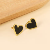 Heart Earrings with Black Shells 18*15.9mm