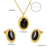 15.2*19.2mm Lace Oval with Black Cat's Eye Stone Set