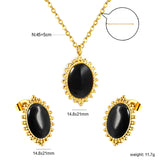 14.8*22mm loose beads side oval with black cat's eye stones set