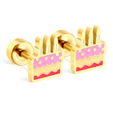 Screw plug 0.8*8mm pin 6.2*7.2mm Cake with mixed color drop earrings gold color