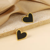 Heart Earrings with Black Shells 18*15.9mm