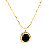 Round Twist Trim with Black Cat's Eye Pendant 11.6mm Necklace 45+5cm