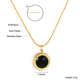 Round Twist Trim with Black Cat's Eye Pendant 11.6mm Necklace 45+5cm