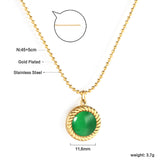 Round twisted edge with green cat's eye pendant 11.6mm Necklace 45+5cm