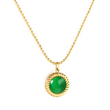 Round twisted edge with green cat's eye pendant 11.6mm Necklace 45+5cm