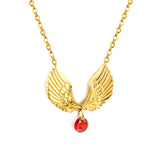 1 pair of wings with 1 red diamond pendant 21.3*15.8 necklace 45+5cm