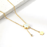 Collier avec pendentif en forme de fleur de pêcher et fleur de pêcher, coquille blanche, nouvel an 2024, 45 + 5cm, accessoires avec diamant