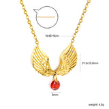 1 pair of wings with 1 red diamond pendant 21.3*15.8 necklace 45+5cm