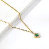 Spring 2024 Heart Green Diamond + White Diamond Ring Pendant Necklace 44+5cm