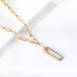 2024 New Year Long circle with white clay diamond pendant necklace 50+5cm