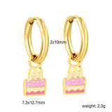 2*10mm circle +7.3*12.7mm cake with mixed color drip earrings gold color