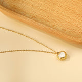 Heart with White Shell Pendant Necklace 39+5cm