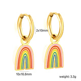 2*10mm circle +10*16.6mm rainbow with mixed color drip earrings gold color