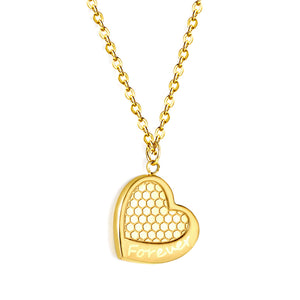 2024 New Year Forever Heart Mesh Pendant Necklace 40+5cm