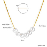 2024 New Year 6 White Pearls Pendant Necklace 41+5cm