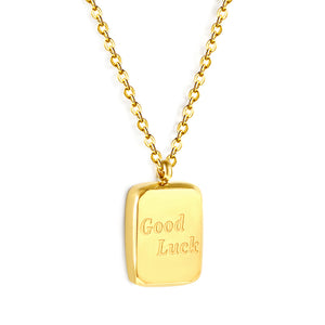 Collier pendentif rectangulaire bonne chance pour le nouvel an 2024, 40 + 5cm