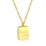 2024 New Year Good Luck Rectangle Pendant Necklace 40+5cm