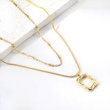 2024 New Year Rectangle Hollow Circle Pendant + Matching Chain Necklace 41+38+5cm