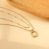 2024 New Year Rectangle Hollow Circle Pendant + Matching Chain Necklace 41+38+5cm