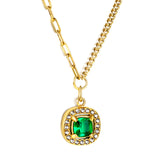 Collier pendentif diamants blancs et diamants verts, 3 styles du nouvel an 2024, 44 + 5cm