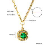 2024 New Year 3 Styles White Diamonds with Green Diamonds Pendant Necklace 44+5cm