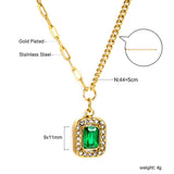 2024 New Year 3 Styles White Diamonds with Green Diamonds Pendant Necklace 44+5cm