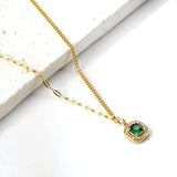 2024 New Year 3 Styles White Diamonds with Green Diamonds Pendant Necklace 44+5cm