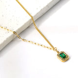 2024 New Year 3 Styles White Diamonds with Green Diamonds Pendant Necklace 44+5cm