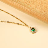 2024 New Year 3 Styles White Diamonds with Green Diamonds Pendant Necklace 44+5cm