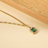 2024 New Year 3 Styles White Diamonds with Green Diamonds Pendant Necklace 44+5cm