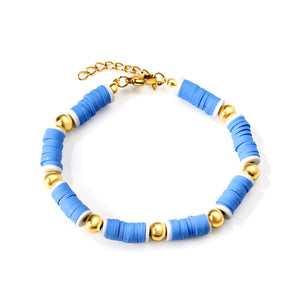 2024 New Year Blue Cylinder + 7 Steel Beads Bracelet 20+3cm