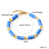 2024 New Year Blue Cylinder + 7 Steel Beads Bracelet 20+3cm