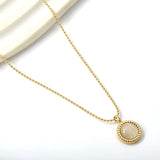 Round Twist Trim with White Cat's Eye Pendant 11.6mm Necklace 45+5cm