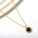 Round Twist Trim with Black Cat's Eye Pendant 11.6mm Necklace 45+5cm