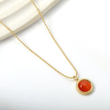 Round twisted edge with red cat's eye pendant 11.6mm Necklace 45+5cm