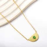 Semi-circle with teardrop green cat's eye pendant 20.3*11.6MM Necklace 45+5cm