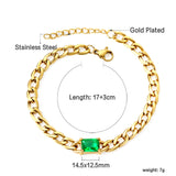 2024 New Year Rectangle with Green Diamonds Bracelet 17+3cm