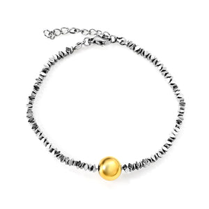 2024 New Year Gold Steel Bead Bracelet 18+3cm