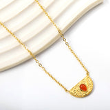 Semi-circle with teardrop red cat's eye pendant 20.3*11.6MM Necklace 45+5cm