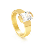 Square solitaire ring with white diamonds