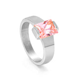 Square solitaire ring with pink diamonds