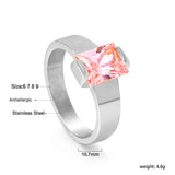 Square solitaire ring with pink diamonds