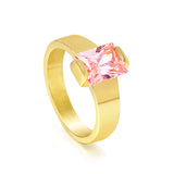 Square solitaire ring with pink diamonds